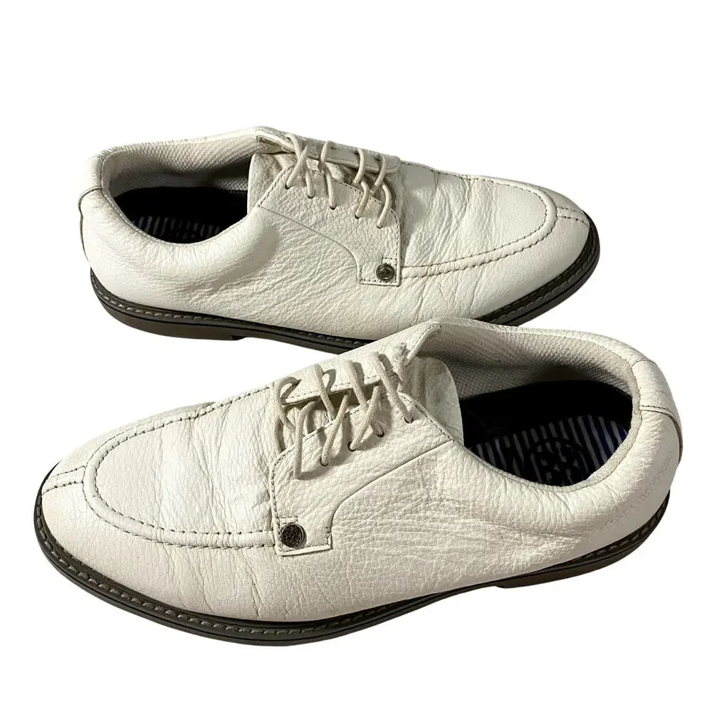 G/Fore GFORE Snow White Pebble Leather Split Toe Golf Shoes Mens Size 10.5